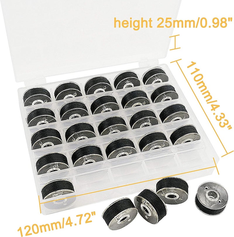 New brothread 25pcs Type L (SA155) Size Black Prewound Bobbin Thread Plastic Side for for Commercial & Home Embroidery and Sewing Machines - 90 Weight Cottonized Soft Feel Polyester Sewing Thread - Image 2