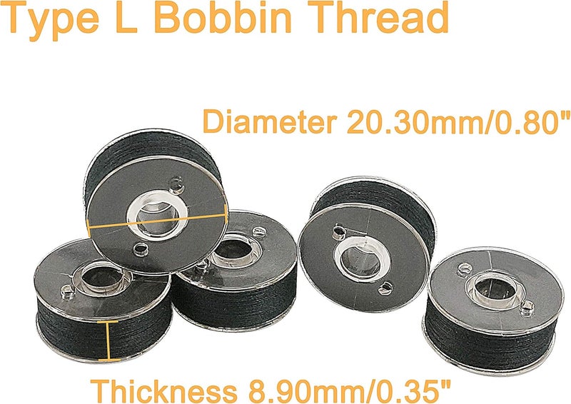 New brothread 25pcs Type L (SA155) Size Black Prewound Bobbin Thread Plastic Side for for Commercial & Home Embroidery and Sewing Machines - 90 Weight Cottonized Soft Feel Polyester Sewing Thread - Image 3