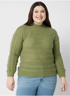 Ella Plus Textured Detail High Neck Sweater  - Image 1