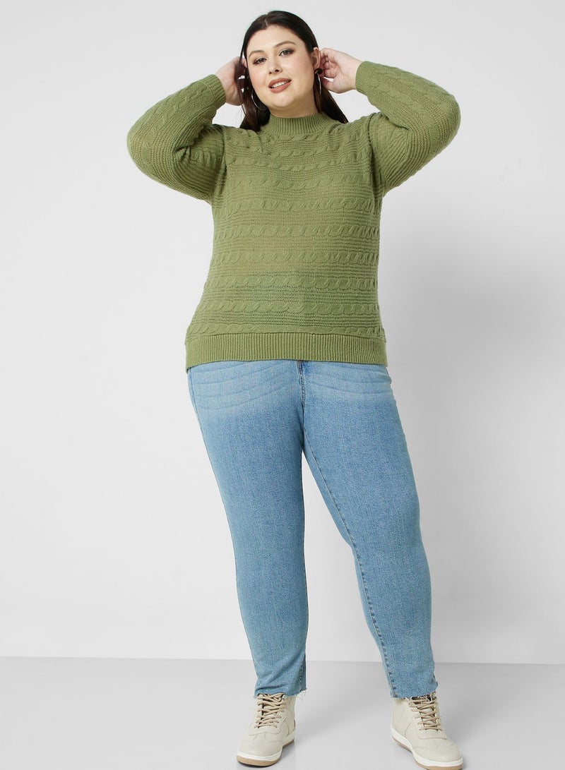 Ella Plus Textured Detail High Neck Sweater  - Image 4