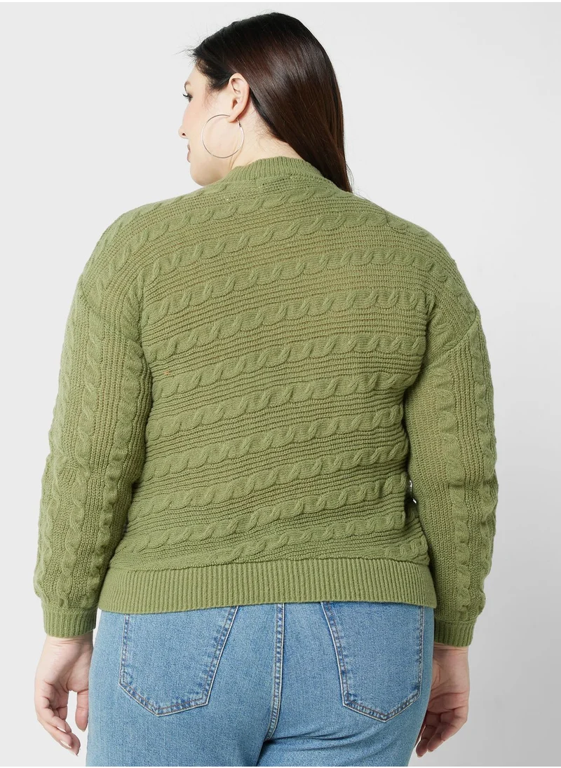 Ella Plus Textured Detail High Neck Sweater