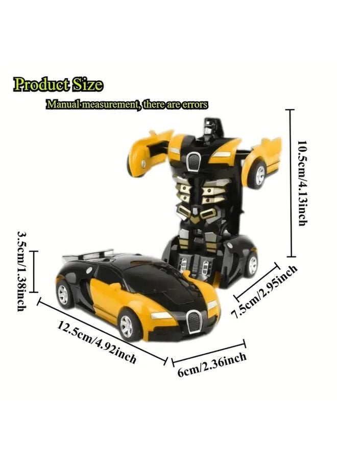 Orange Transforming Robot Car Toy Single Button Automatic Diecast Model Gift - Image 5