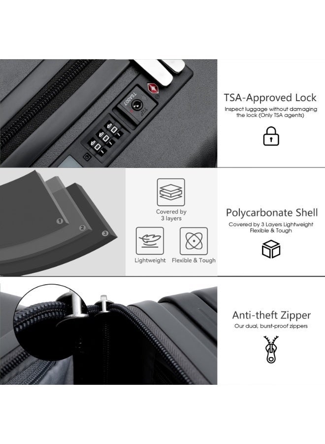 LIGHTGO 7655 ABS mix PC Suitcase check in luggage 20 inch with TSA travel case Black color - Image 4