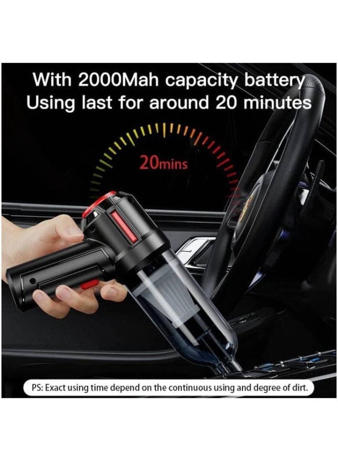Yesido VC03 Vacuum Cleaner, 2,000mAh Battery Capacity, 4,500Pa Strong Suction Power Motor, Rechargeable, Portable Car Vacuum, Washable and Replaceable Filter, Black - Image 4