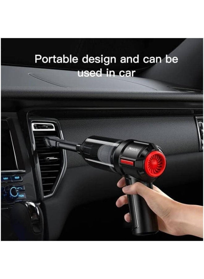 Yesido VC03 Vacuum Cleaner, 2,000mAh Battery Capacity, 4,500Pa Strong Suction Power Motor, Rechargeable, Portable Car Vacuum, Washable and Replaceable Filter, Black - Image 2