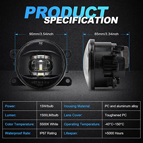 SUPAREE LED Fog Lights Compatible with Ni-ssan Frontier 2005-2020 Xterra 2006-2015, Su-baru Forester 2014-2021 Cross-trek 2016-2021 Brighter Fog Lights for Foggy Day, 2 Pack - Image 3