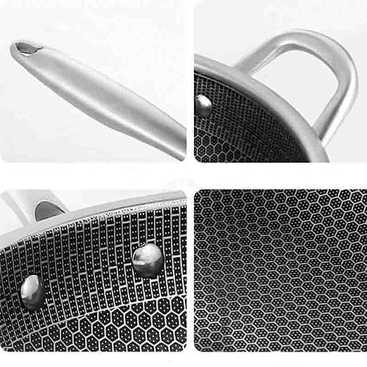 ONTRIP ONTRIP Honeycomb Frying Pan Non-Stick Pan with Stainless Steel Stay-Cook Handle Finish Compatible with All Cooktops, Dishwasher & Oven Safe Suitable Ideal for Cooking 20cm - Image 3