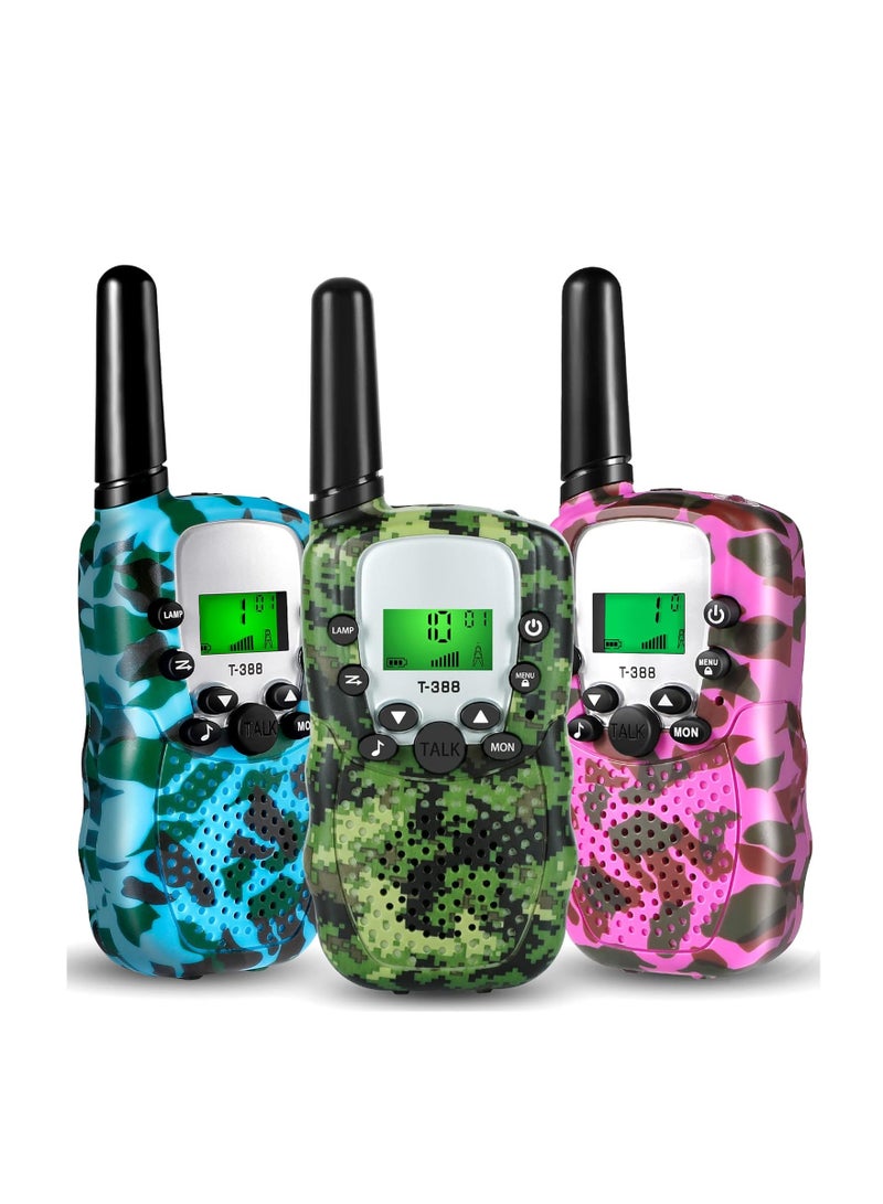 Walkie Talkie for Kids, Toys for 3-12 Year Old Boys Girls with LCD Flashlight, Kids Walkie Talkies 3Pack Long Range 22 Channels 2 Way Radio for Hiking Camping,  Birthday Gift Present, 3 Pack  - Image 1