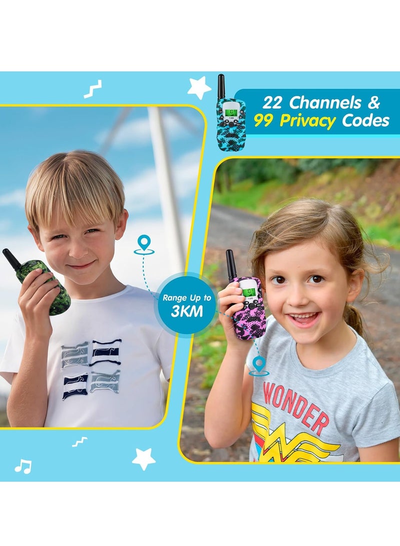 Walkie Talkie for Kids, Toys for 3-12 Year Old Boys Girls with LCD Flashlight, Kids Walkie Talkies 3Pack Long Range 22 Channels 2 Way Radio for Hiking Camping,  Birthday Gift Present, 3 Pack  - Image 4