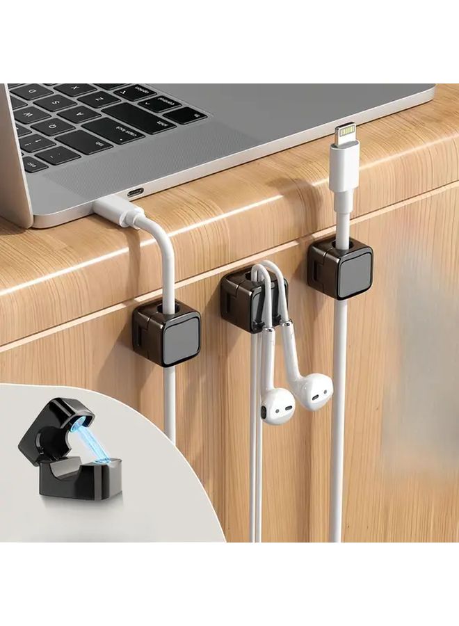 5pcs Magnetic Suction Cable Clips Black Strong Magnet Cord Organizer For Desk Tidy Workspace Wire Holder Office Organization - Image 4