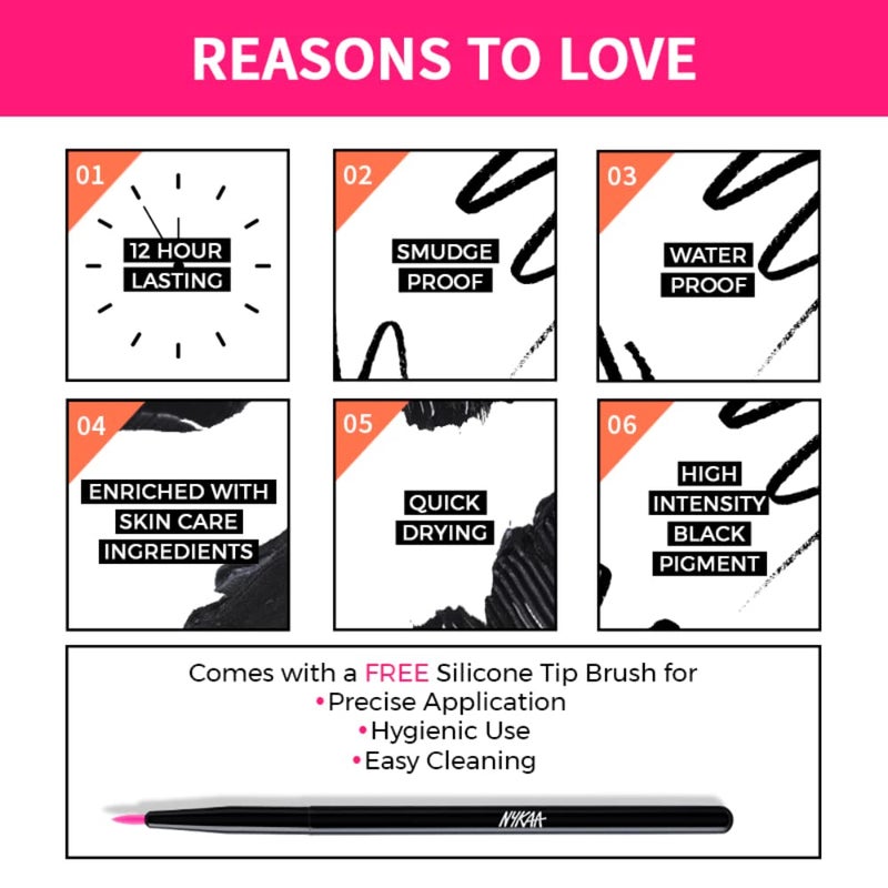 Nykaa قلم تحديد العيون الجل الأسود من نايكا - أسود داكن - Image 5