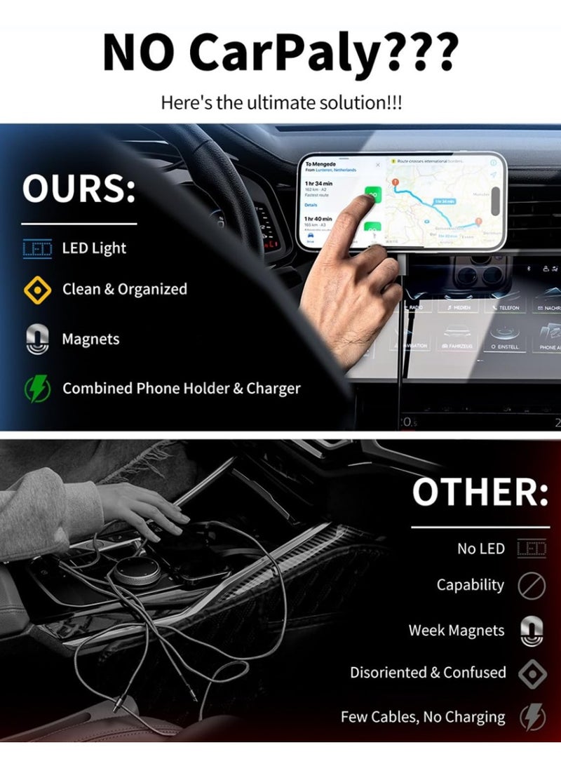 إكس ليفيل شاحن سيارة لاسلكي مغناطيسي، 3 في 1 [إضاءة LED RGB بدون استخدام اليدين] شاحن سيارة سريع الشحن بتقنية MagSafe لهواتف iPhone 16 Pro Max /15/14 Series، هدية للرجال والنساء، دوران 360 درجة، أسود. - Image 3