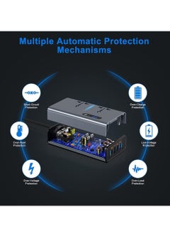 Excefore Car Power Inverter, DC 12/24V to 230V AC Car Inverter,3 USB 1 Type-C Ports Charger Adapter Car Plug Converter with Switch and Current LED Screen,Suitable for Car, SUV & Truck (Sliver Grey)  - Image 4