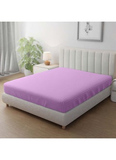 Hotel Linen Klub Hotel Linen Klub Stripe Microfiber  Lilac Fitted Sheet  - Image 1