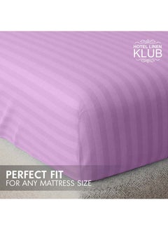 Hotel Linen Klub Hotel Linen Klub Stripe Microfiber  Lilac Fitted Sheet  - Image 3