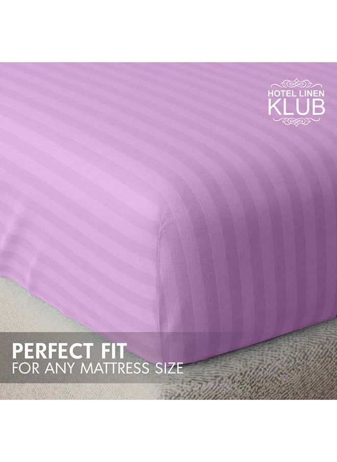 Hotel Linen Klub Hotel Linen Klub Stripe Microfiber  Lilac Fitted Sheet  - Image 3