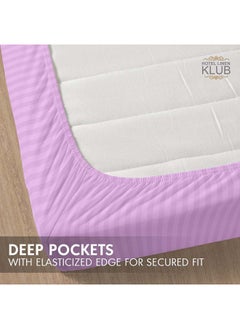 Hotel Linen Klub Hotel Linen Klub Stripe Microfiber  Lilac Fitted Sheet  - Image 4