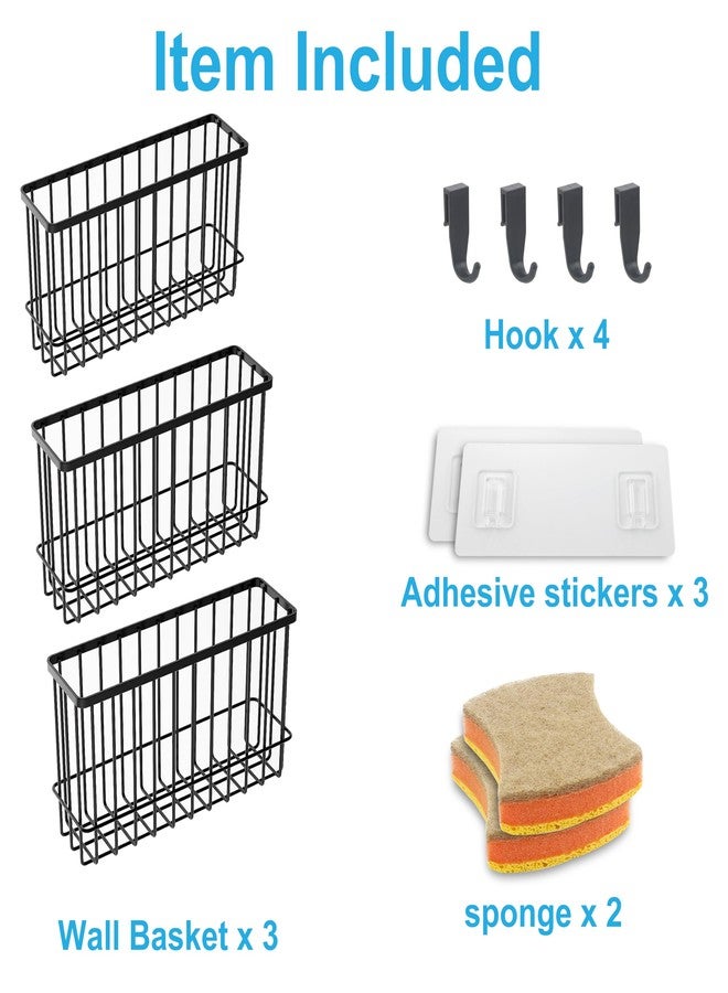 FHJP Kitchen Cabinet Door Organizer 3 pack, Lid Organizers Inside Cabinet with 2 Sponges, Foil and Plastic Wrap Organizer with 4 Hooks, for Aluminum Foil, Plastic Wrap, Black, (Small, Medium, Large) - Image 4