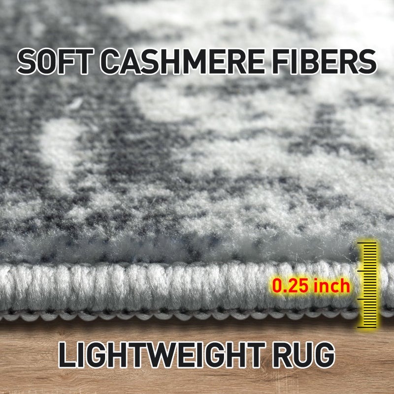 Gent drizz 8x10 Area Rugs Washable Rug: Large Modern Abstract Living Room Rug Soft Anti-Skid Thin Carpet Indoor Floor Non-Shedding Carpets for Bedroom Dining Farmhouse Nursery Home Office Black Grey Gold - Image 4