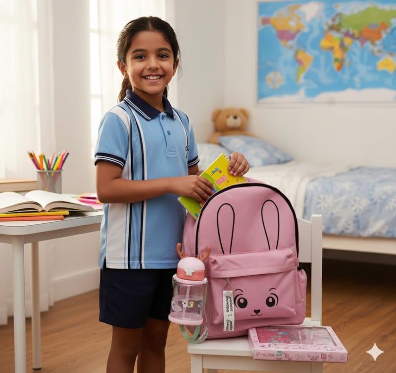 MINDFIT Cute Pink Rabbit Backpack Set for Girls - Image 3