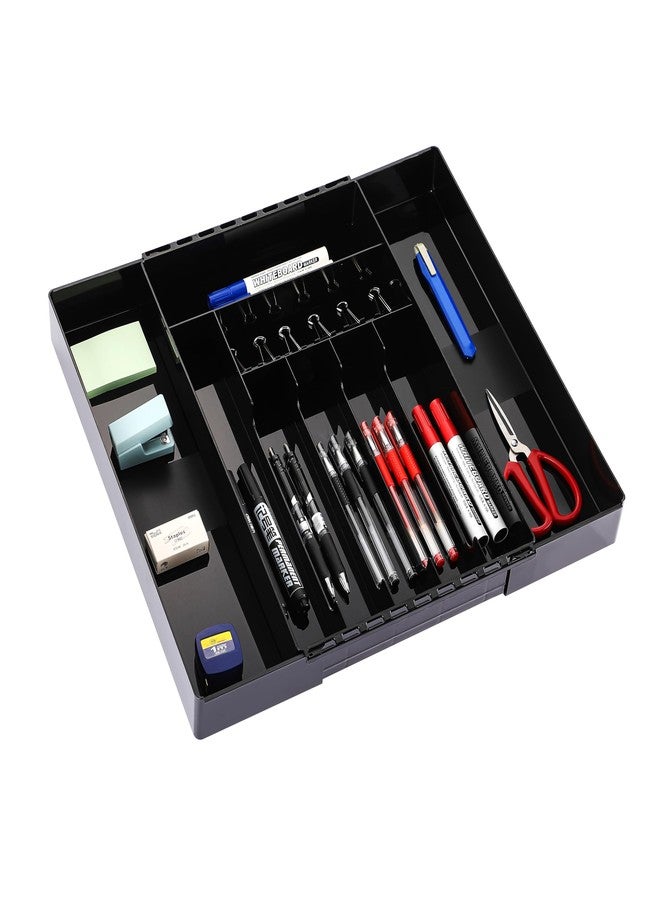 IEEK Kitchen Drawer Organizer for Cutlery and Utensils,Adjustable Silverware Drawer Organizer Tray,Kitchen Storage Divider for Spatula Tools,Gadgets,Forks,Knives,Spoons and Chopsticks,Black-L - Image 2