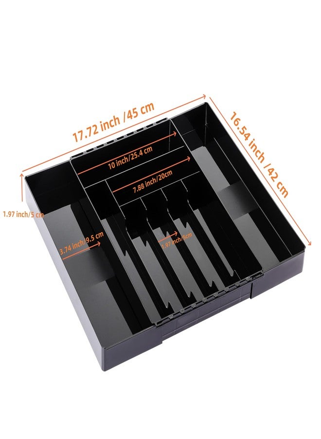 IEEK Kitchen Drawer Organizer for Cutlery and Utensils,Adjustable Silverware Drawer Organizer Tray,Kitchen Storage Divider for Spatula Tools,Gadgets,Forks,Knives,Spoons and Chopsticks,Black-L - Image 3