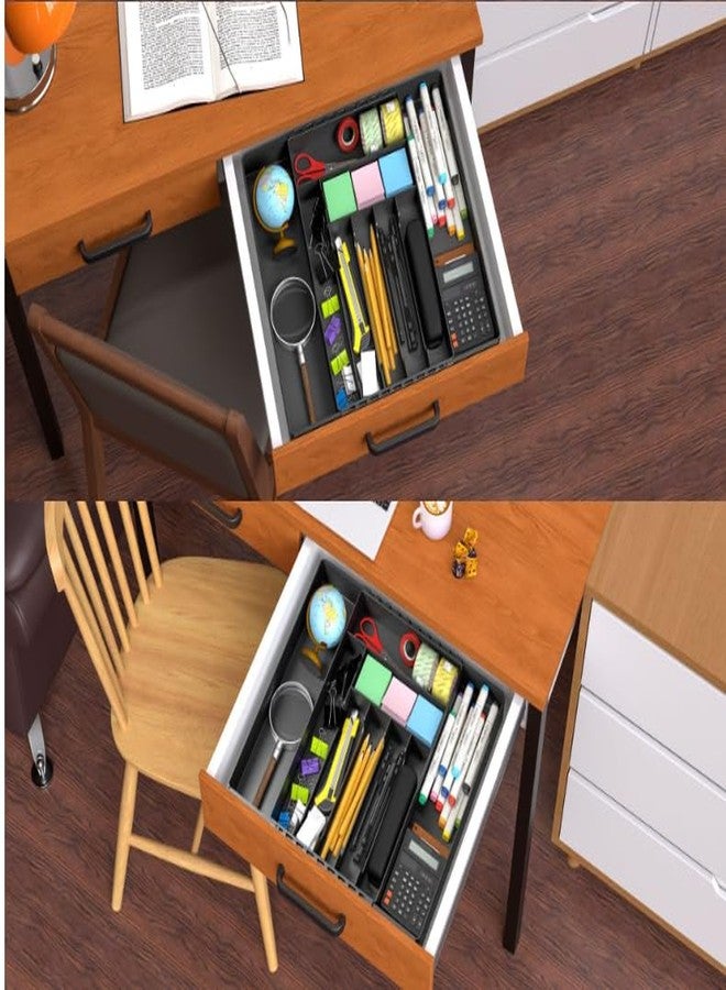 IEEK Kitchen Drawer Organizer for Cutlery and Utensils,Adjustable Silverware Drawer Organizer Tray,Kitchen Storage Divider for Spatula Tools,Gadgets,Forks,Knives,Spoons and Chopsticks,Black-L - Image 5