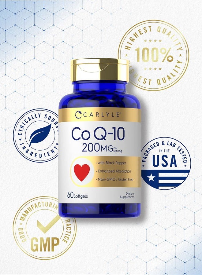 Carlyle CoQ10 Softgels 200mg | 60 Count | With Black Pepper | Enhanced Absorption | Non-GMO & Gluten Free Supplement - Image 5