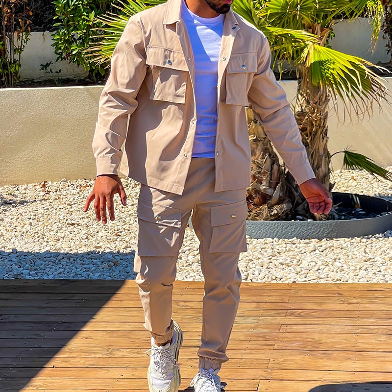 2024 Hot Sale Mens Workwear Suit Casual Sports Set Sky Blue - Image 4