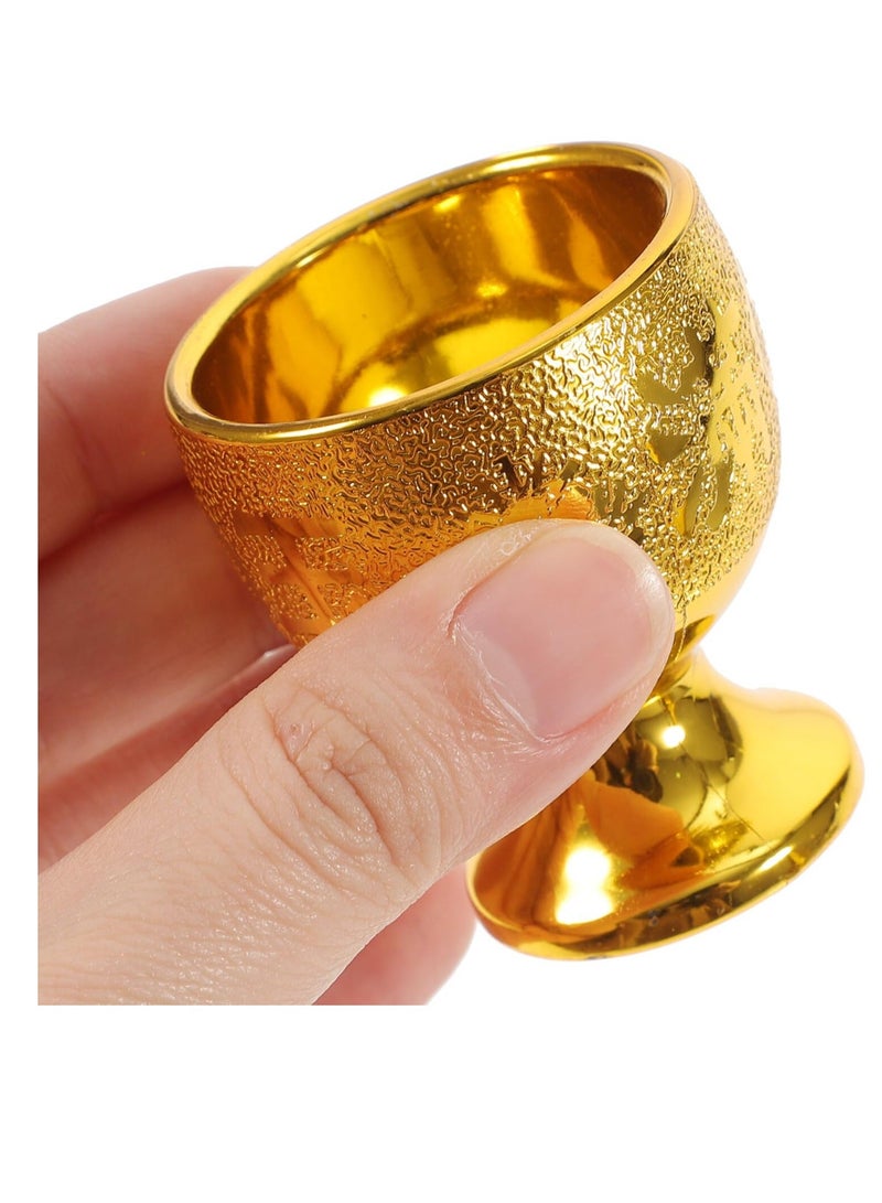 Buddhist Golden Offering Cup, 1 Set of Golden Water Offering Cups with Kettle, Chalice Cup, Mini Chalice Goblet, Turkish Tea Set Decorative Cup with Kettle for Tea Table Decor - Image 3
