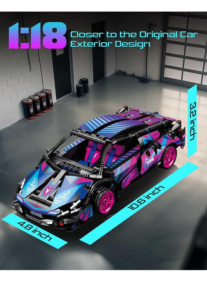 XiuWoo 1:18 Super Sports Car Model Building Bricks Sets - 586 pcs MOC Rally Car Raceing Engineering Toys for Play and Display - Model Toy Gift Idea for Adults Boys  - Image 5