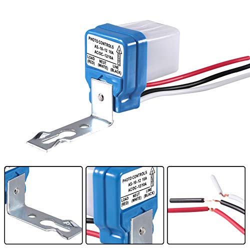 AiTrip 2 Pack - AC/DC12V 10A Automatic Auto On Off Photocell Street Light Switch 50-60Hz 10A Photo Control Photoswitch Sensor - Image 5