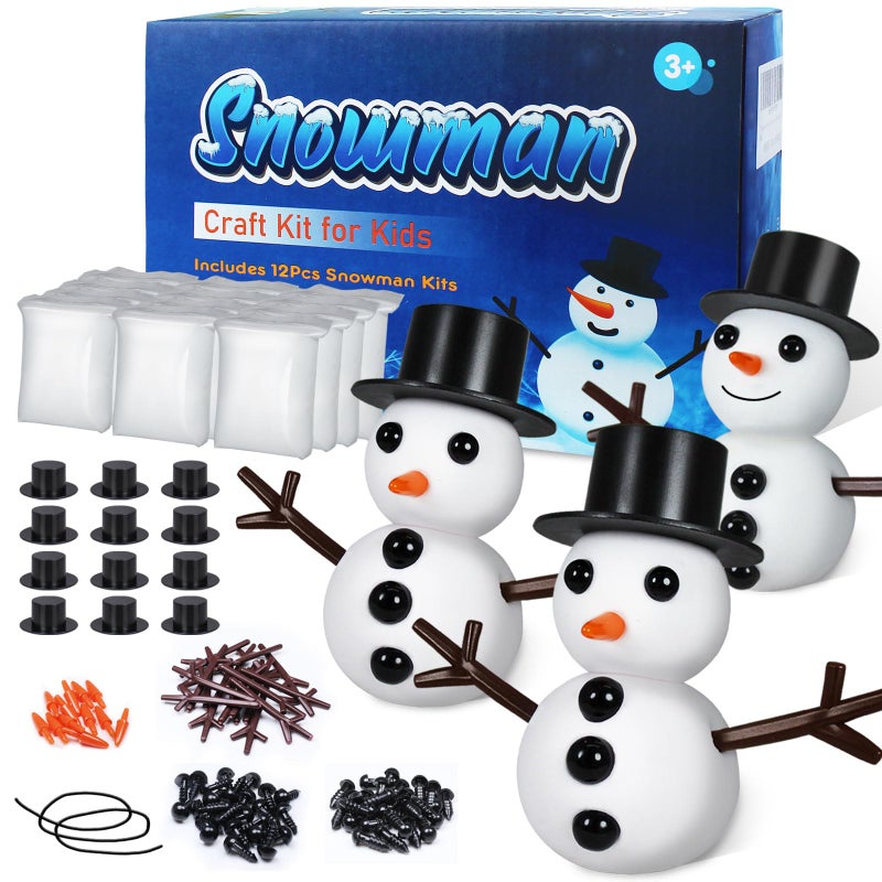 BANBBUR 12 Pack Snowman Crafts for Kids Snowman DIY Kit Build a Snowman Kit Molding Clay Christmas CraftsXmas Gift Christmas Stocking Stuffers for Kids - Image 2