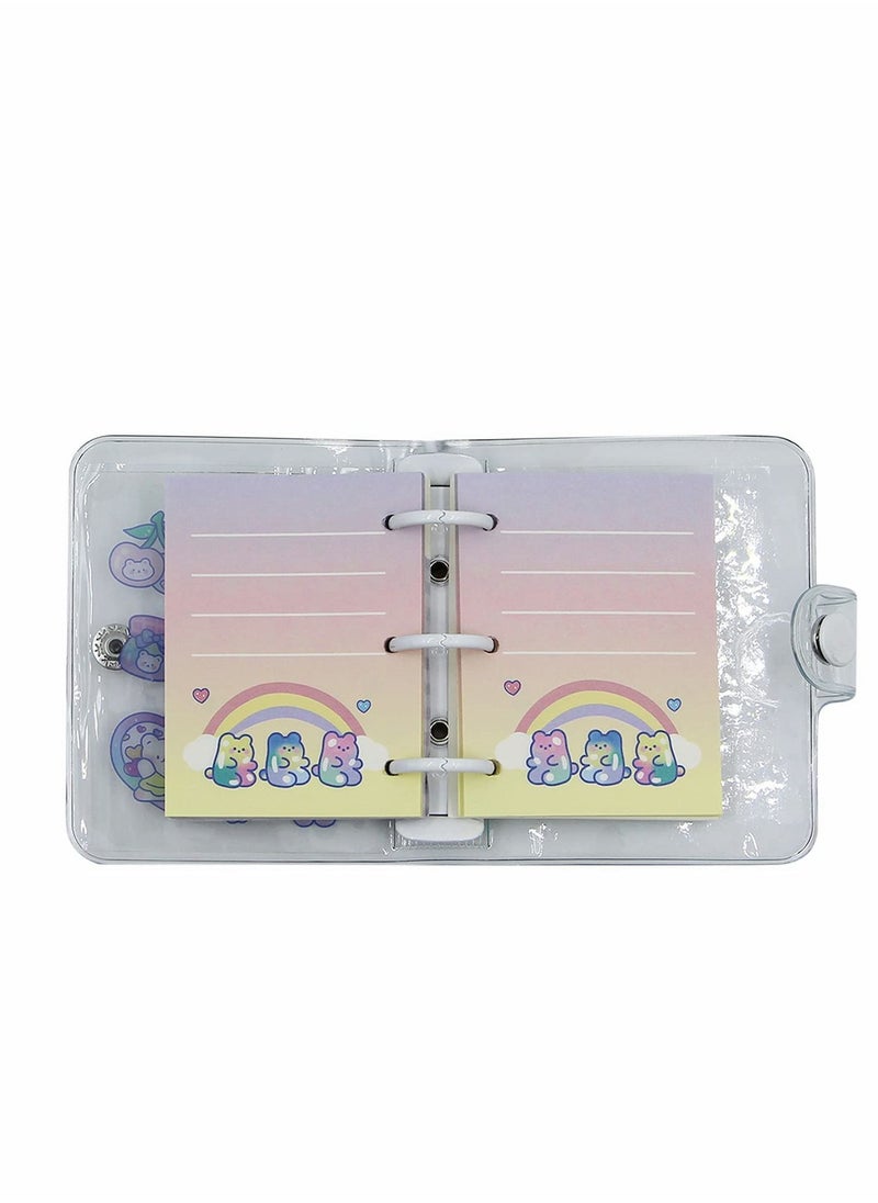 Y&D - 3-Ring Binder Cover Notebooks, Mini Clear Transparent PVC Protector Notebook, Snap Button Closure Loose Leaf Folder DIY Journal Notebook with Insert Paper - Image 1
