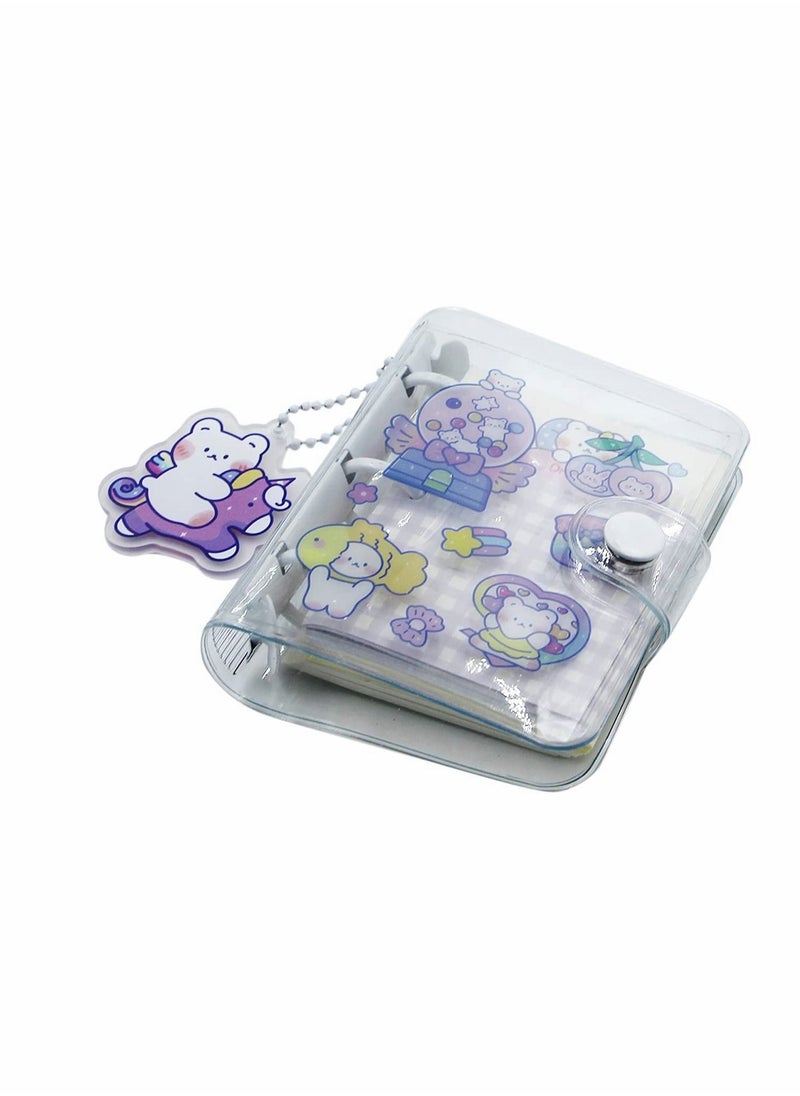 Y&D - 3-Ring Binder Cover Notebooks, Mini Clear Transparent PVC Protector Notebook, Snap Button Closure Loose Leaf Folder DIY Journal Notebook with Insert Paper - Image 1
