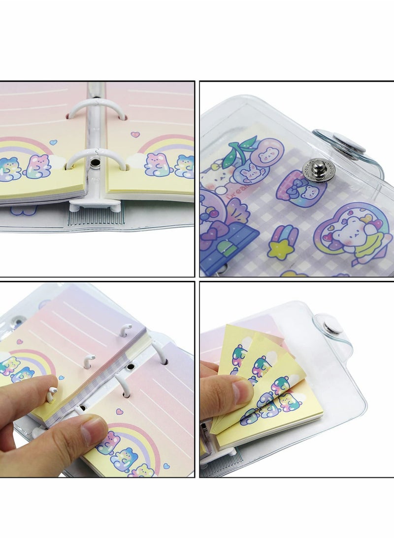 Y&D - 3-Ring Binder Cover Notebooks, Mini Clear Transparent PVC Protector Notebook, Snap Button Closure Loose Leaf Folder DIY Journal Notebook with Insert Paper - Image 1