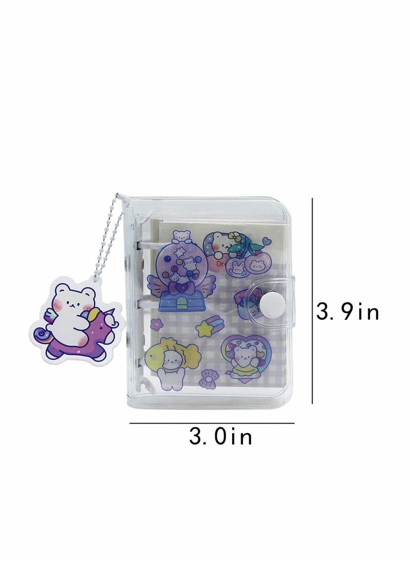 Y&D - 3-Ring Binder Cover Notebooks, Mini Clear Transparent PVC Protector Notebook, Snap Button Closure Loose Leaf Folder DIY Journal Notebook with Insert Paper - Image 1