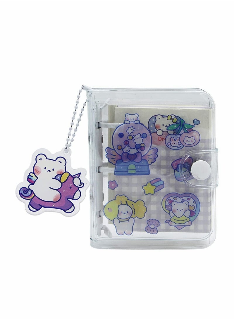 Y&D - 3-Ring Binder Cover Notebooks, Mini Clear Transparent PVC Protector Notebook, Snap Button Closure Loose Leaf Folder DIY Journal Notebook with Insert Paper - Image 1