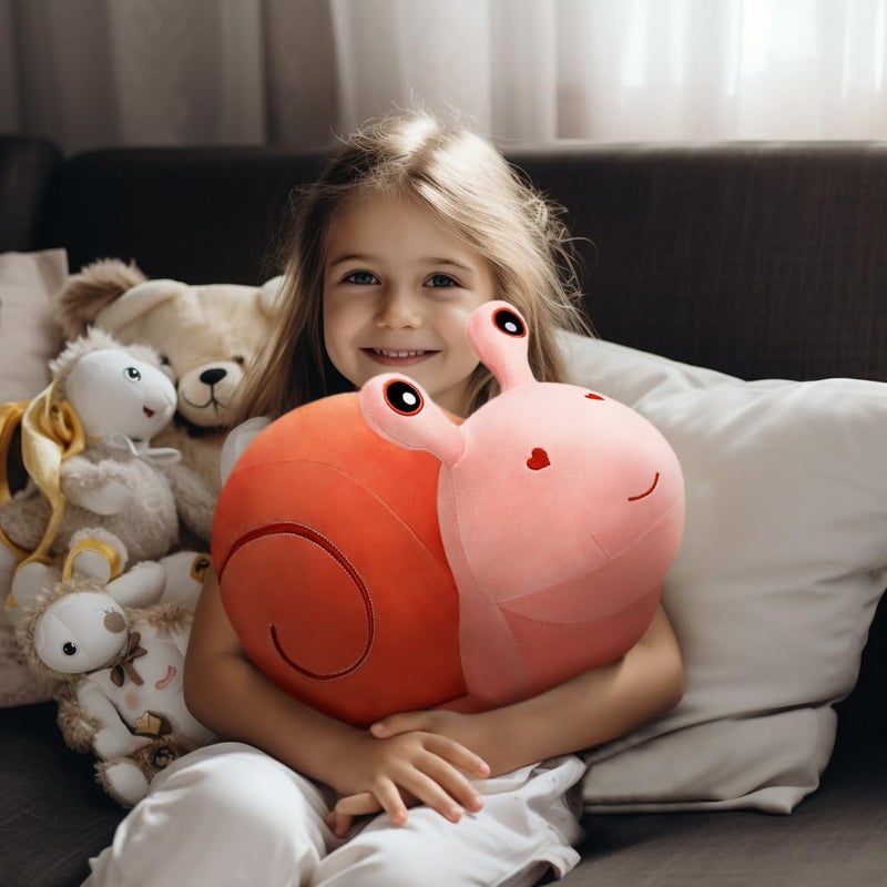 MUPI Cute Cartoon Snail Doll Plush Toy Children's Birthday Gift Big Snail Pillow Doll Kawaii Decor Toy Decor Snail Plush Pout Fish Stuffed Animal Isopod Plush Moth Funny Weird (Pink 23.6 Inch) - Image 3