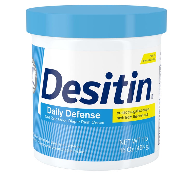 Desitin Daily Defense Baby Diaper Rash Cream with 13% Zinc Oxide, Barrier Cream to Treat, Relieve & Prevent Diaper Rash, Hypoallergenic, Dye-, Phthalate- & Paraben-Free, 16 oz - Image 1