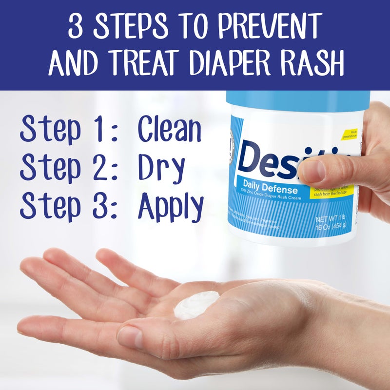 Desitin Daily Defense Baby Diaper Rash Cream with 13% Zinc Oxide, Barrier Cream to Treat, Relieve & Prevent Diaper Rash, Hypoallergenic, Dye-, Phthalate- & Paraben-Free, 16 oz - Image 4