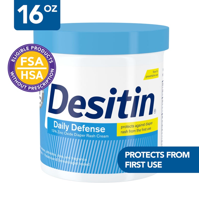 Desitin Daily Defense Baby Diaper Rash Cream with 13% Zinc Oxide, Barrier Cream to Treat, Relieve & Prevent Diaper Rash, Hypoallergenic, Dye-, Phthalate- & Paraben-Free, 16 oz - Image 2