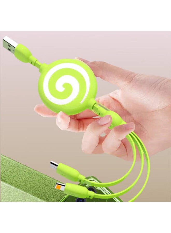 Jplayer In-1 Fast Charging Retractable Charging Cable 100w Pd 10w Phone Cable One Drag Three Usb Multi-function For Apple Android Huawei Xiaomi - Rose Red 1m - Image 2
