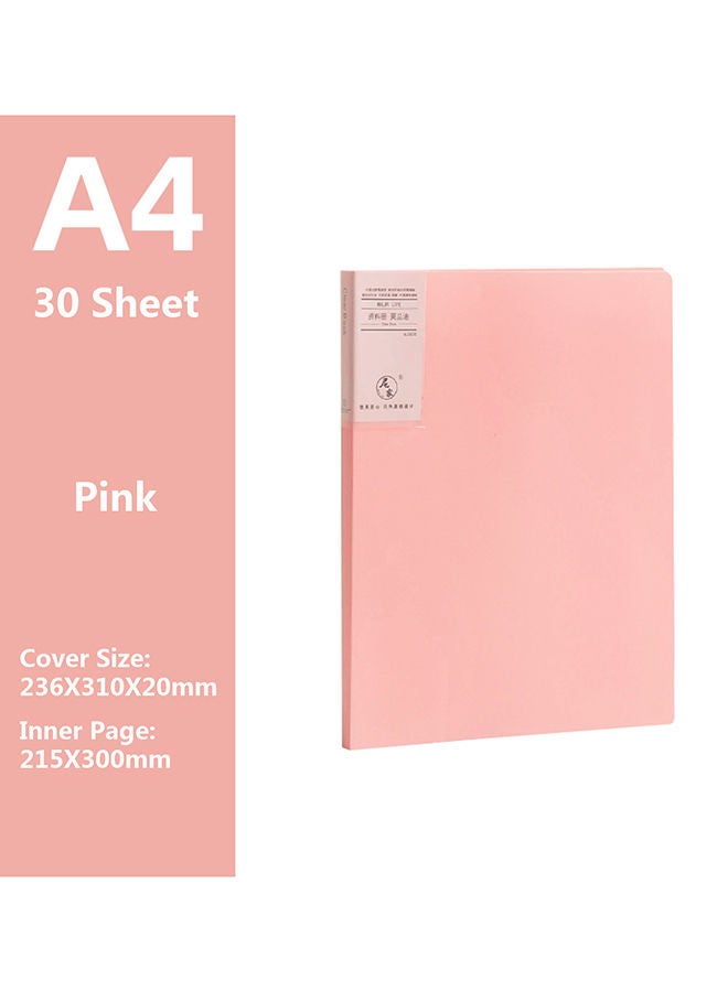 NIBEMINENT A4 Size 30 Pocket Sheets Presentation Book Pink