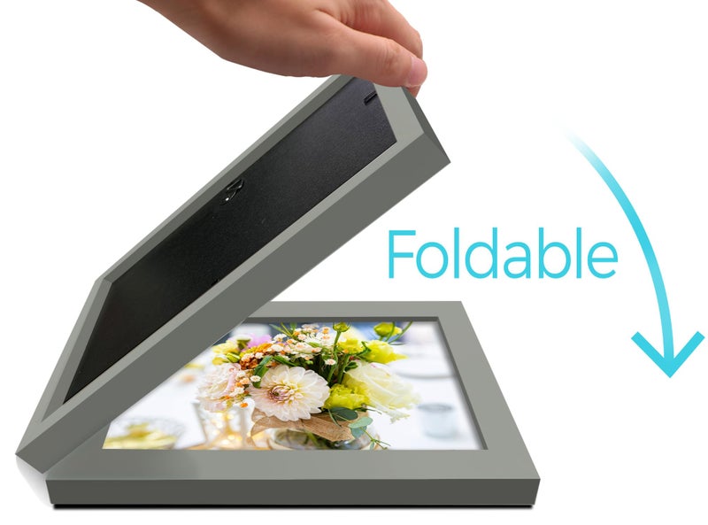 JD Concept Double 4x6 Horizontal Combo, Grey Wood Picture Frame, 3.5x5.5 Opening Foldable Landscape View Photo Frame on Table-top or Wall - Image 3