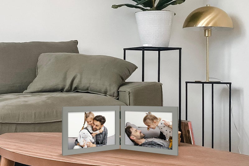 JD Concept Double 4x6 Horizontal Combo, Grey Wood Picture Frame, 3.5x5.5 Opening Foldable Landscape View Photo Frame on Table-top or Wall - Image 4