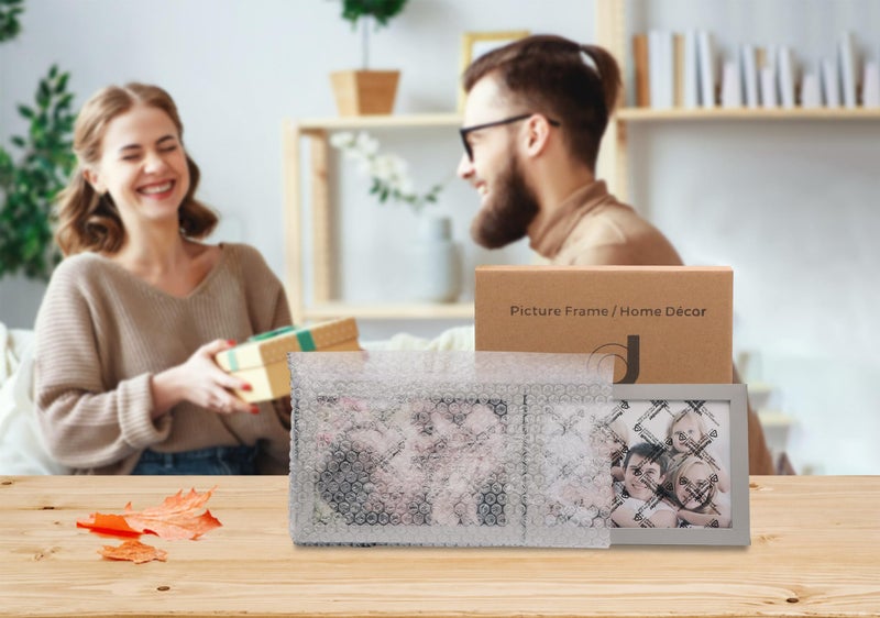 JD Concept Double 4x6 Horizontal Combo, Grey Wood Picture Frame, 3.5x5.5 Opening Foldable Landscape View Photo Frame on Table-top or Wall - Image 5