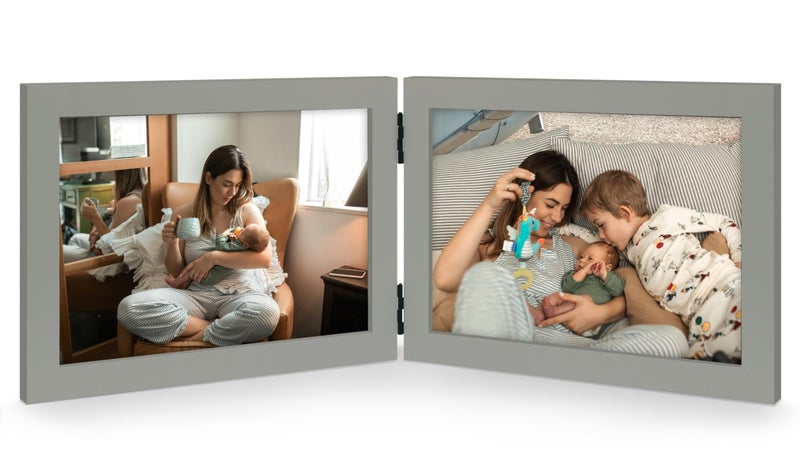 JD Concept Double 4x6 Horizontal Combo, Grey Wood Picture Frame, 3.5x5.5 Opening Foldable Landscape View Photo Frame on Table-top or Wall - Image 1