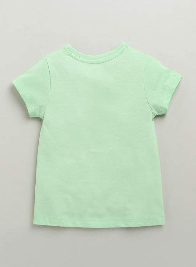 BUMZEE Girls Cotton Half Sleeves Regular Fit T-Shirt Pack of 2 Green & Pink - 18-24 Months (Peb10454E-grn) - Image 3