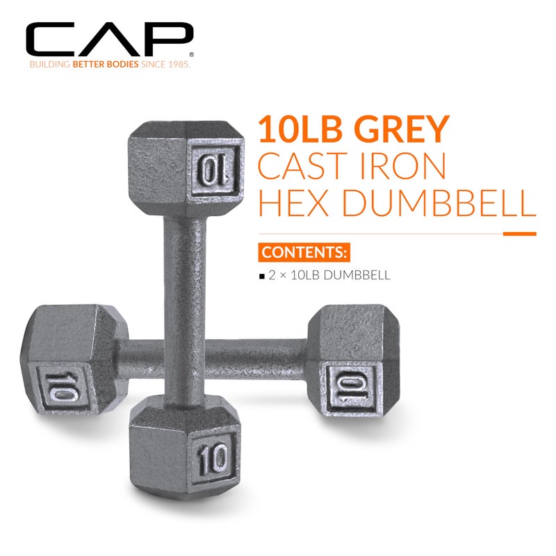 CAP Barbell Cast Iron Hex Dumbbell, Pair, 10 lb - Image 2